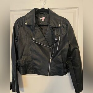 Bongo Cropped Pleather Moto Jacket